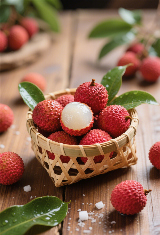 红色新鲜荔枝鲜果摄影图片