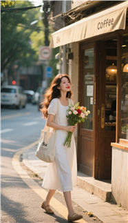 亚洲时尚街拍文艺风美女摄影图片