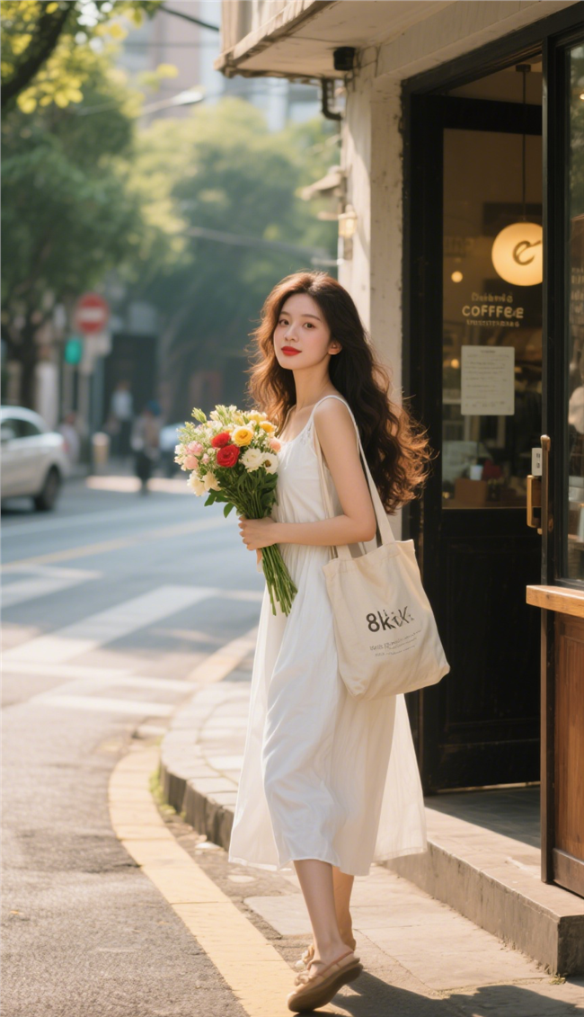 街头时尚胶片质感风格美女街拍图片
