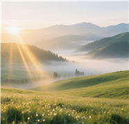 夏日午后阳光山峰草地摄影图片