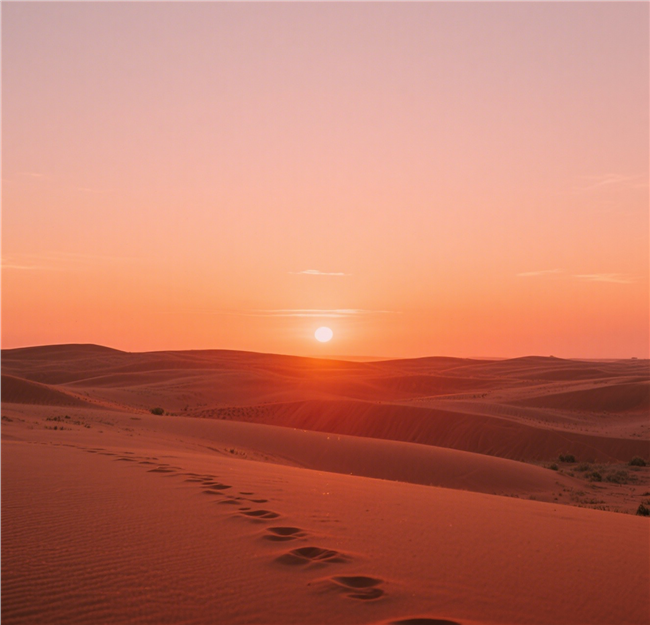 夏日黄昏夕阳沙漠风光摄影图片