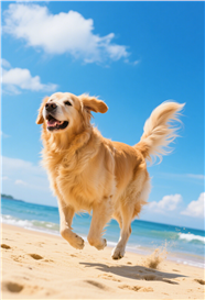 夏日海边自由奔跑的狗狗图片