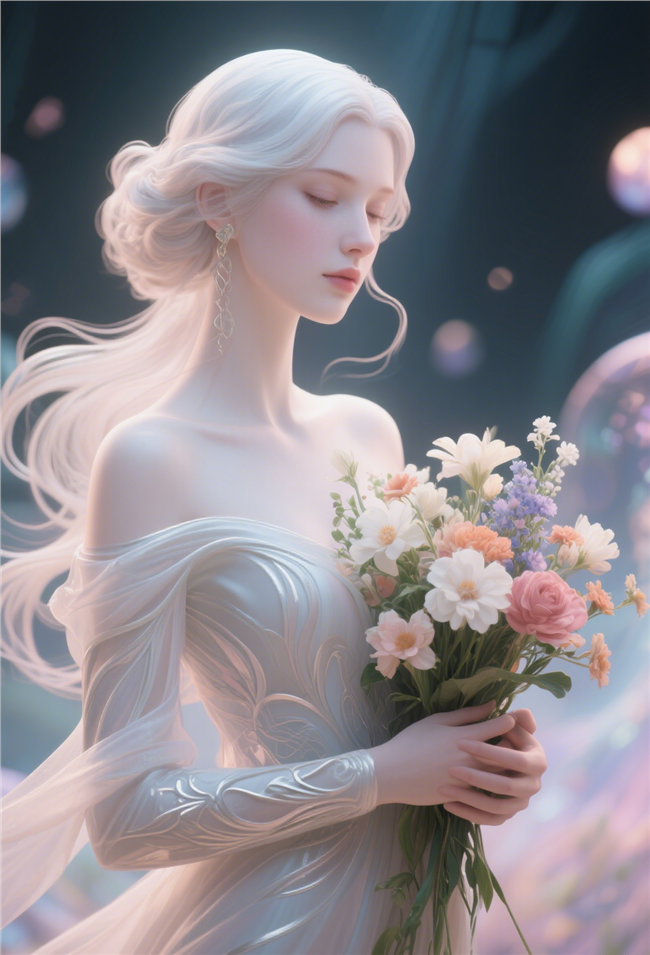 欧美空灵氛围感美女3D渲染图片