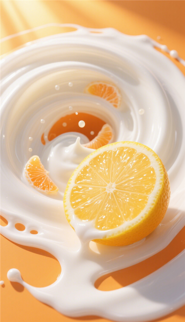 丝滑牛奶橙子创意摄影图片