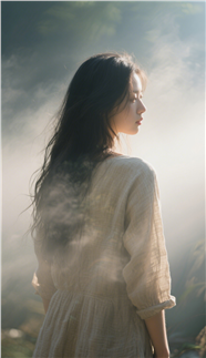 长卷发美女氛围感侧颜摄影图片