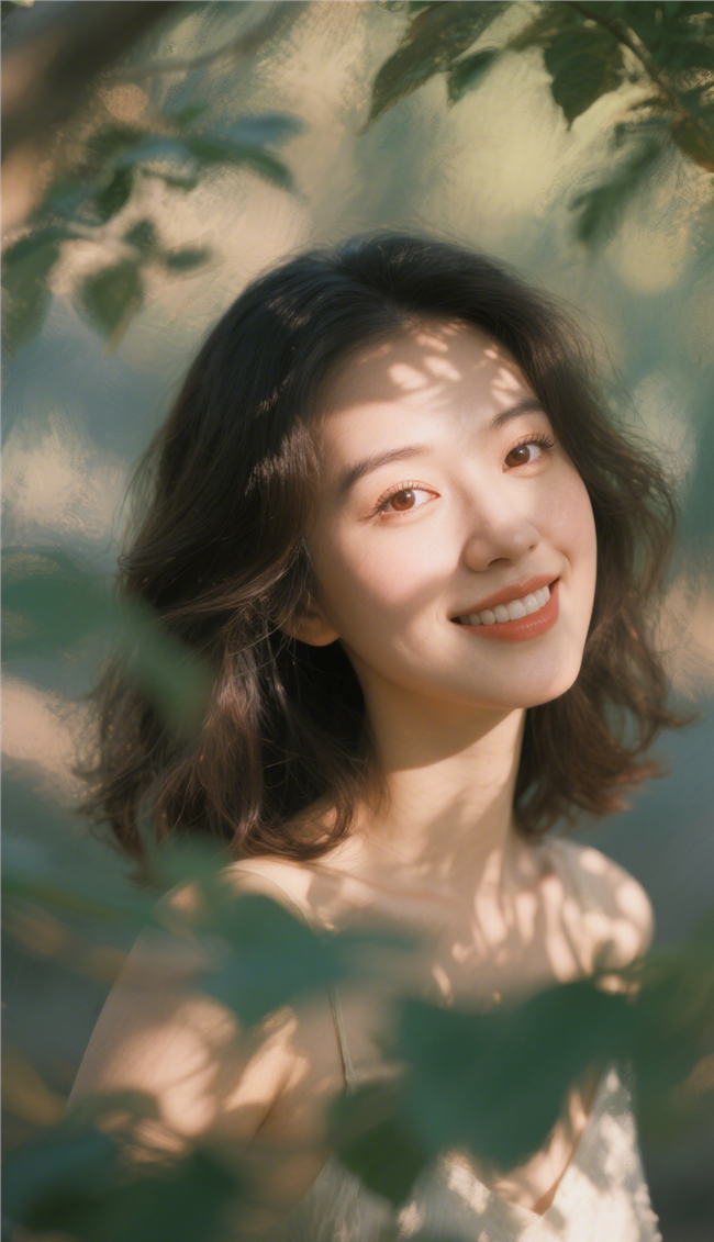 树下光影艺术美女肖像写真图片