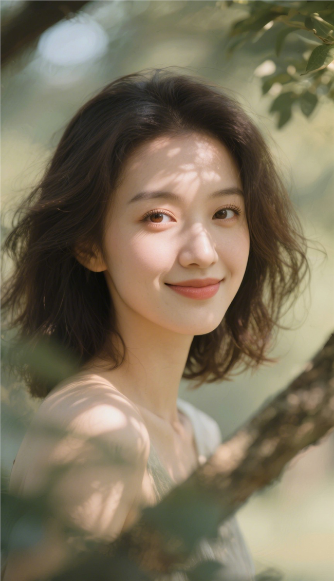 树荫下的美女肖像图片