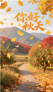 你好秋天主题海报设计图片
