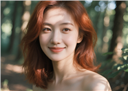 面朝镜头性感香肩染发美女图片