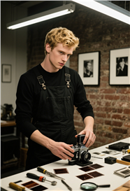 欧美摄影师帅哥工作肖像摄影图片