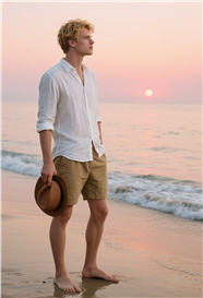 日暮黄昏海边看海帅哥图片