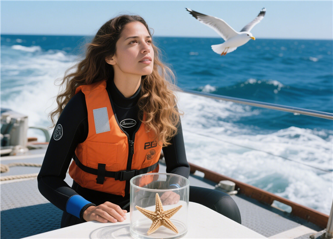 坐在船艇上穿着救生衣的欧美美女图片