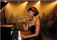 演唱会吹奏乐器弹钢琴的美女图片