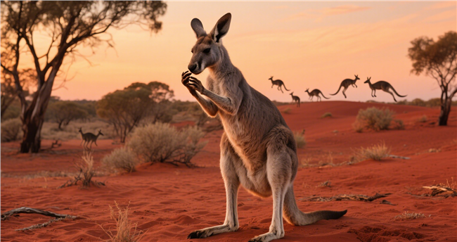 非洲大草原野生袋鼠图片