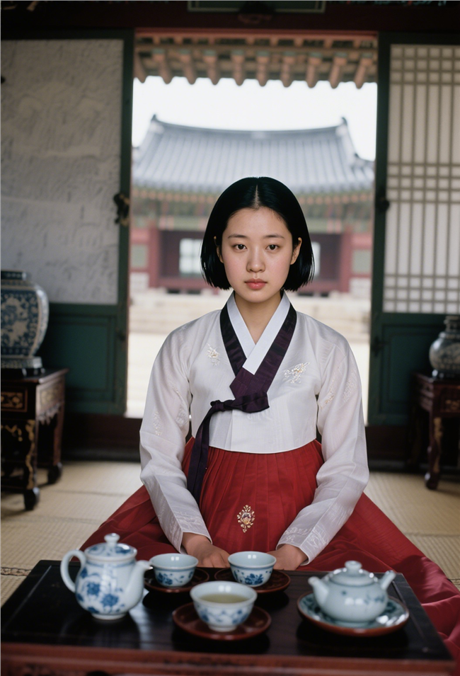 韩式服装美女生活照摄影图片