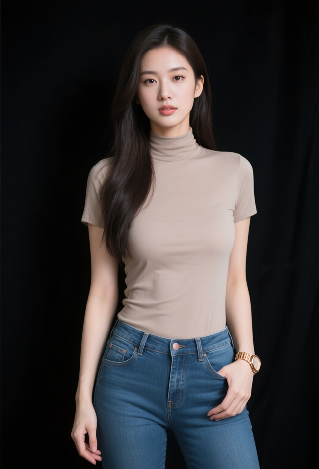 亚洲时尚高挑牛仔裤美女写真图片