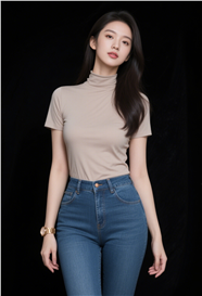 优雅气质高挑牛仔裤紧身衣美女图片