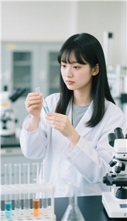 正在实验室做化学实验的学生美女图片