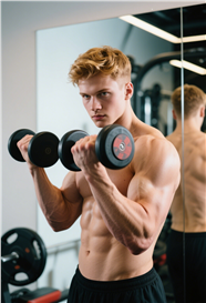 正在举哑铃运动健身的帅哥图片