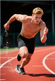 正在跑道上奋力奔跑的帅哥图片
