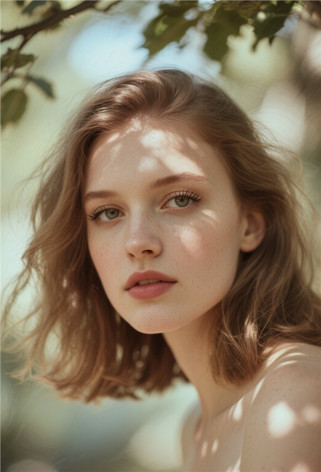 俄罗斯齐肩微卷发美女肖像摄影图片