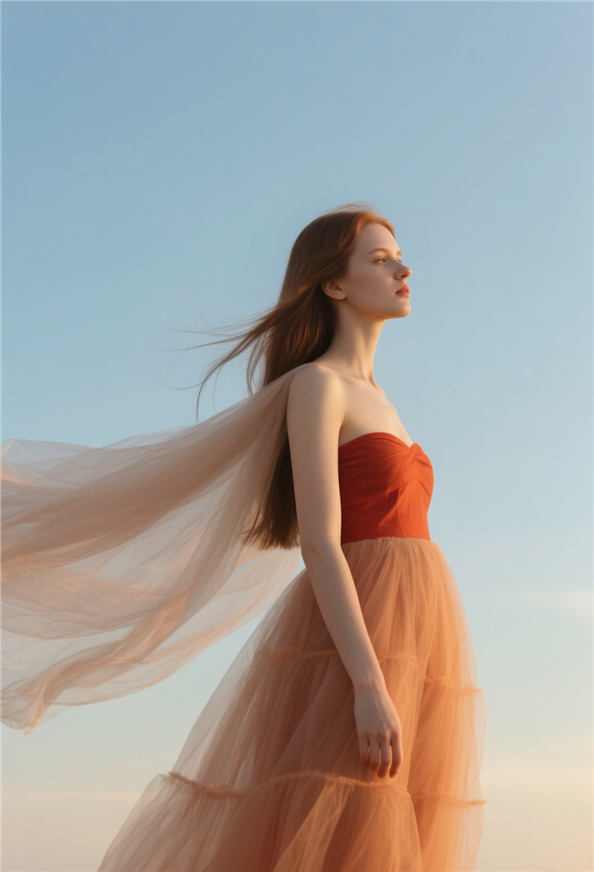 唯美纱裙美女侧颜人像艺术写真图片