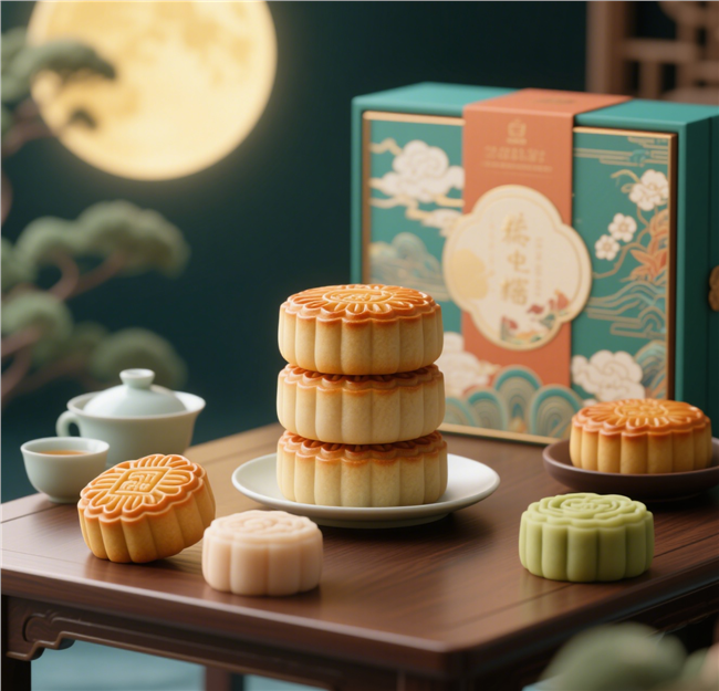 中国风中秋月饼礼盒摄影图片