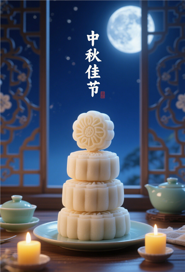 中秋佳节冰皮月饼主题海报图片