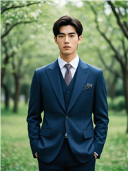 绿色树林年轻西装帅哥写真图片