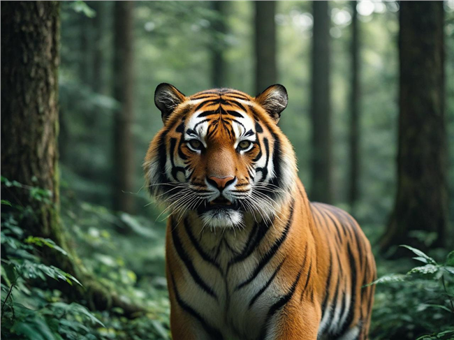 绿色森林野生大猛虎图片