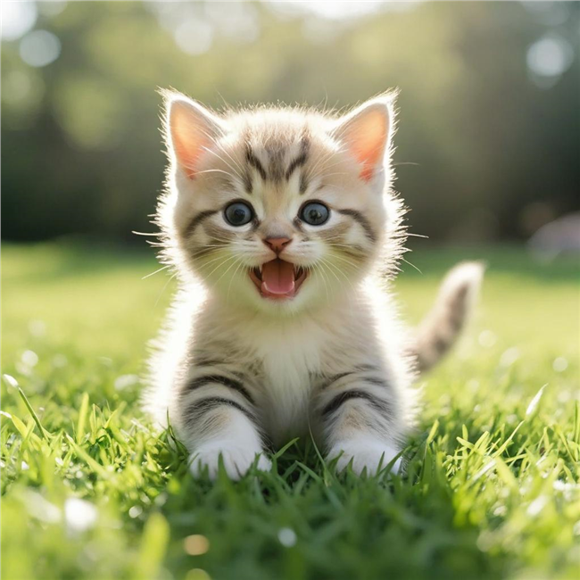 春天草地可爱俏皮小猫图片