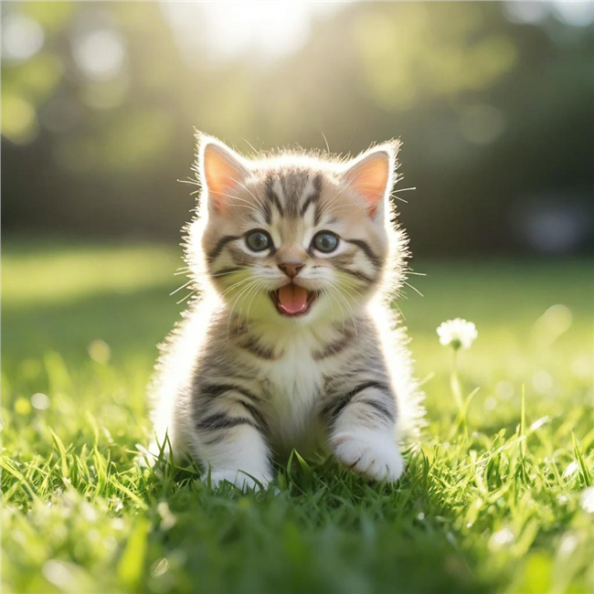 春日草地萌宠猫咪摄影图片