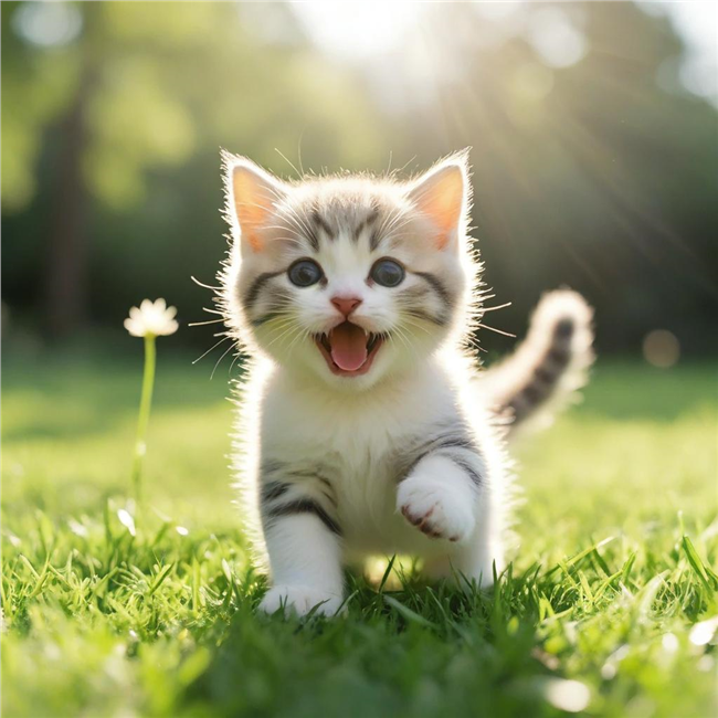 春天草地可爱呆萌小猫咪图片