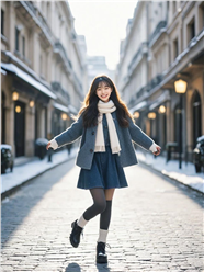 冬季城市街头街拍美女摄影图片