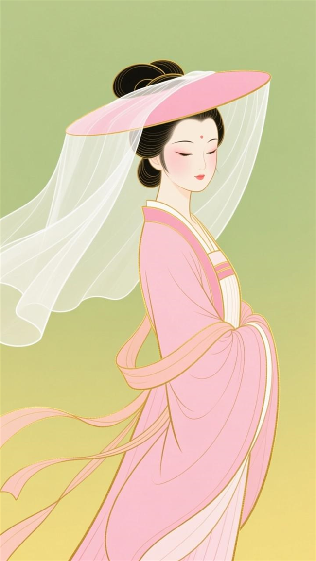 古风女子卡通插画设计图片