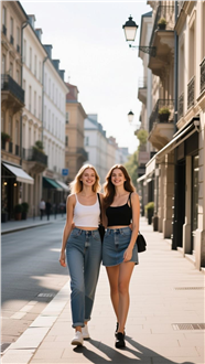 欧美闺蜜街头街拍写真摄影图片