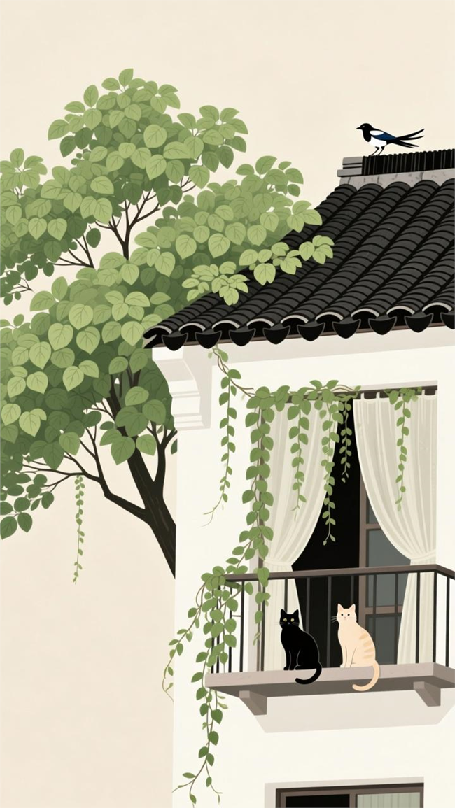 极简风格猫咪插画设计图片