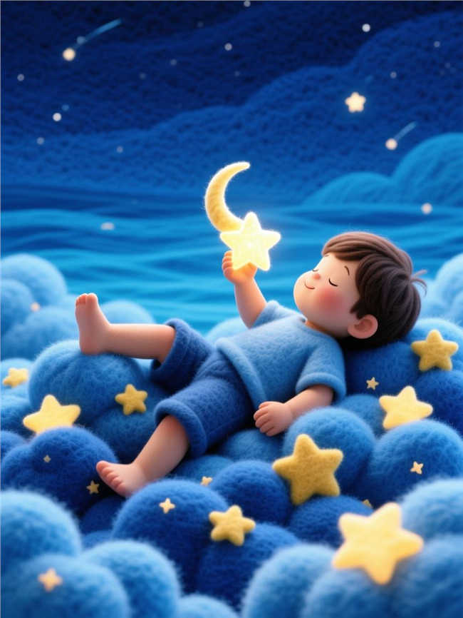 可爱毛毡风卡通星星男孩图片