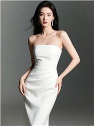 时尚白色晚礼服美女人体艺术图片