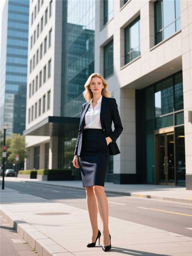 欧美商务大楼商务美女摄影图片