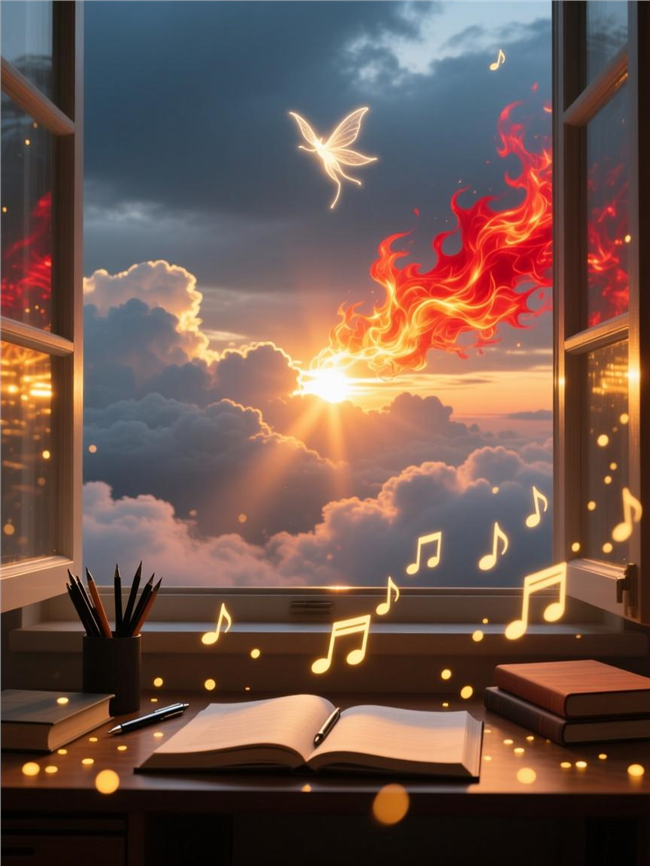 日暮黄昏窗台美景设计图片