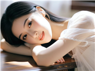 趴在桌子上的侧颜美女图片