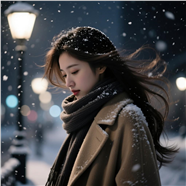 冬季大雪纷飞街头美女摄影图片