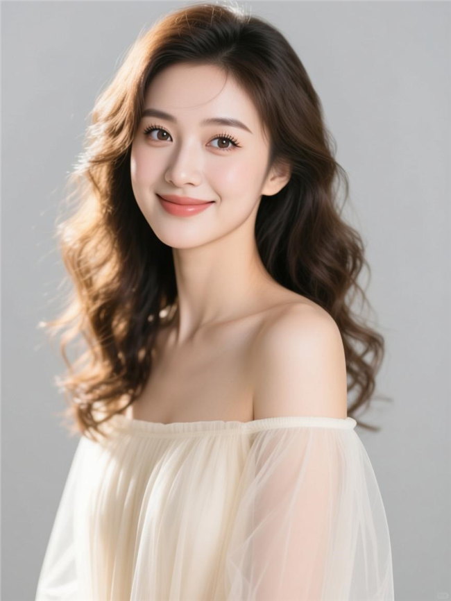 时尚卷发美女性感香肩摄影图片