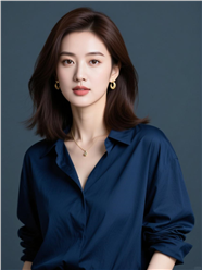 深蓝色衬衫优雅气质美女写真图片