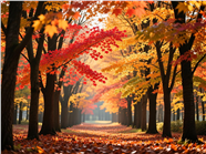 秋天红色枫树林美景摄影图片