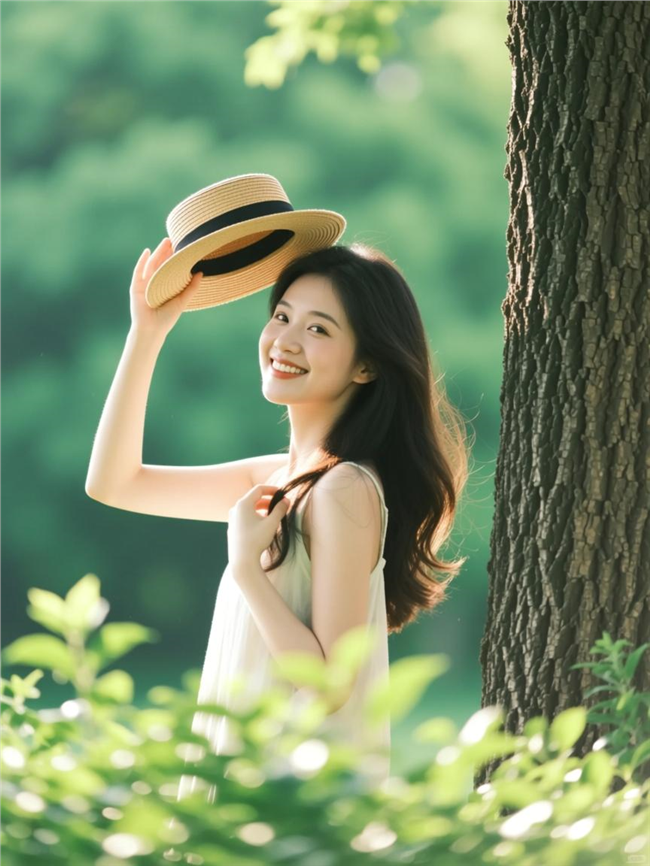 春日甜美可人女孩户外写真图片