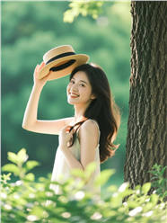春日甜美可人女孩户外写真图片