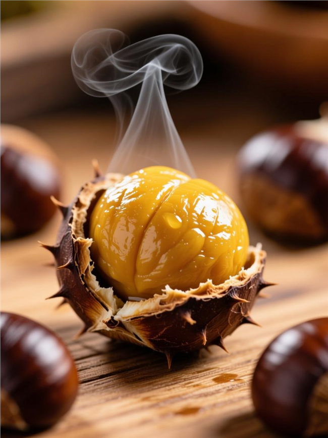 金黄饱满的烤板栗图片