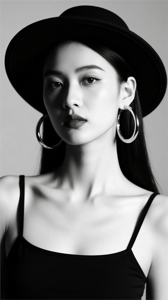 时尚年轻黑白风格美女写真图片